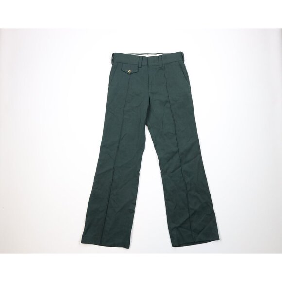 Vintage 70s Levis Mens 30x29 Wool Blend Knit Flared Bell Bottoms Pants Green USA